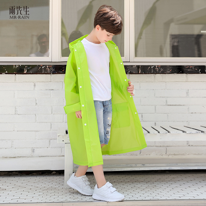 Factory Direct Sales Travel Hiking Raincoat Poncho Student Pocket Thickened Children&#039;s Raincoat Eva Raincoat