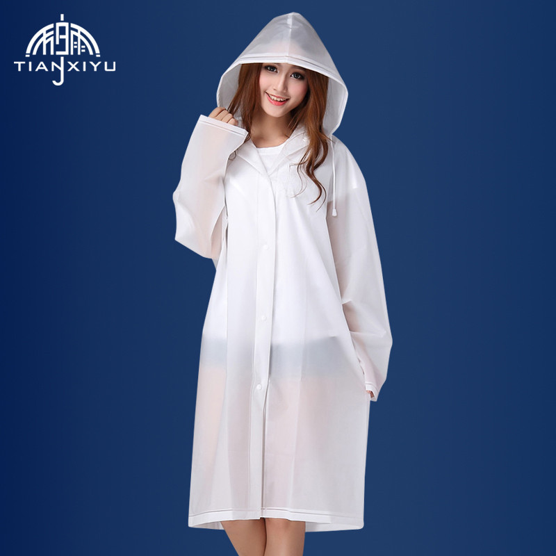 Tianxiyu Outdoor Hiking Raincoat Factory Wholesale Men&#039;s Fashion Translucent Frosted Thickened Eva Raincoat Women