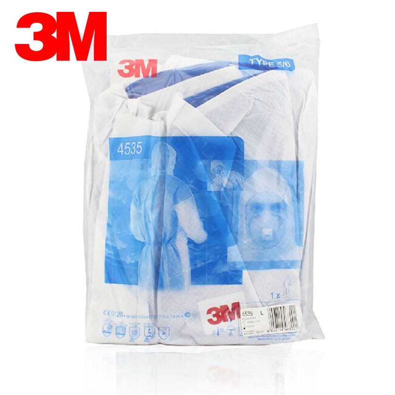 3m4535 One-Piece Protective Clothing Dustproof Clothes Laboratory Chemical Spray Paint Comfortable Breathable White Isolation Overalls
