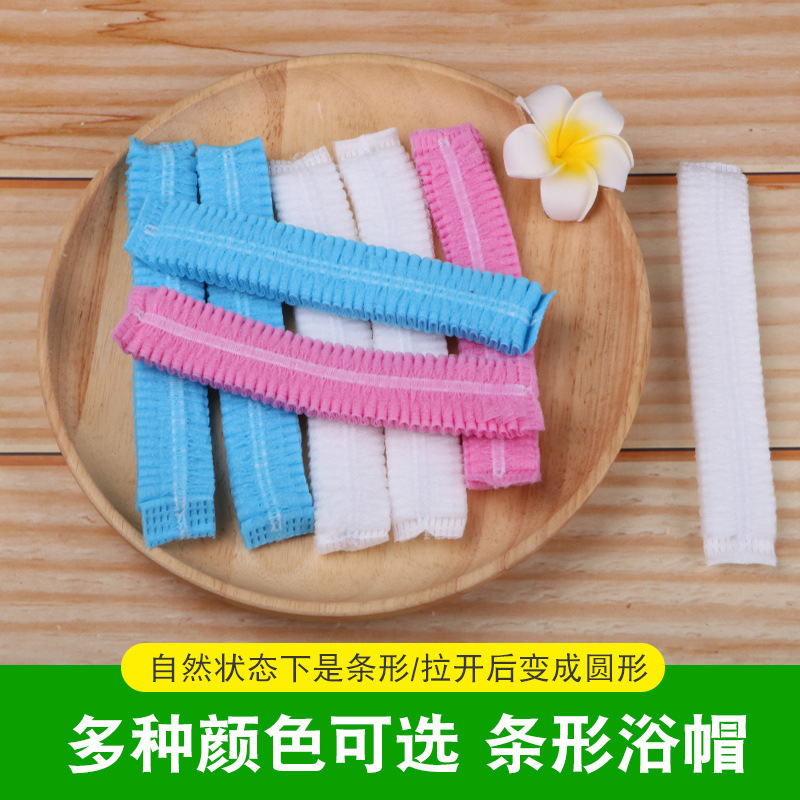 Disposable Thicken Non-Woven Fabric Strip Hat Food Workshop Cap Dust-Proof Smoke-Proof Shower Cap Head Cover