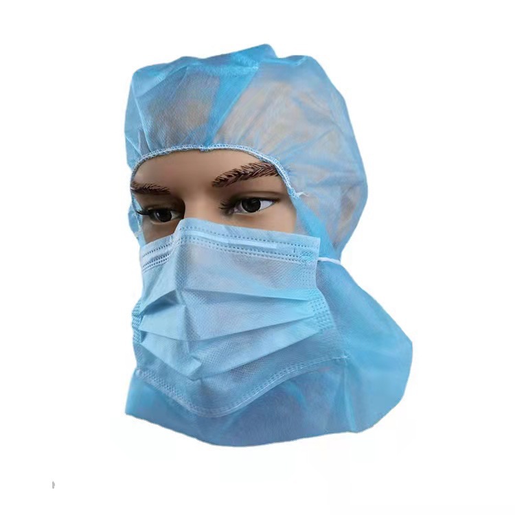 Non-woven head cap Pirate Hat with Two Layers Three-Layer Mask Dustproof Anti-Fall Hair Full Coverage Food Factory