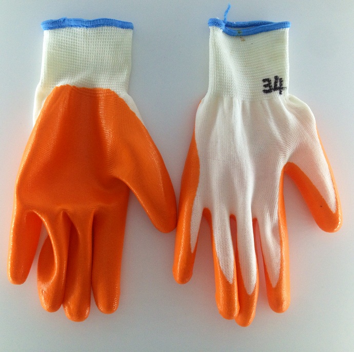 Ding Qing labor protection gloves wholesale fubberized dipped nitrile gloves wear non slip