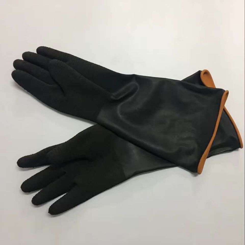 Manufacturers direct sales of new black industrial natural latex gloves oil resistance acid and alkali resistance gloves wavy