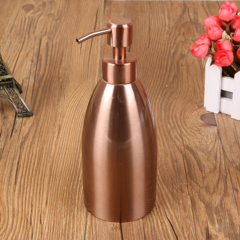 Factory Direct Sales 304 Stainless Steel Soap Dispenser Creative Shower Gel Hand Sanitizer Pump Bottle Rose Gold 500ml