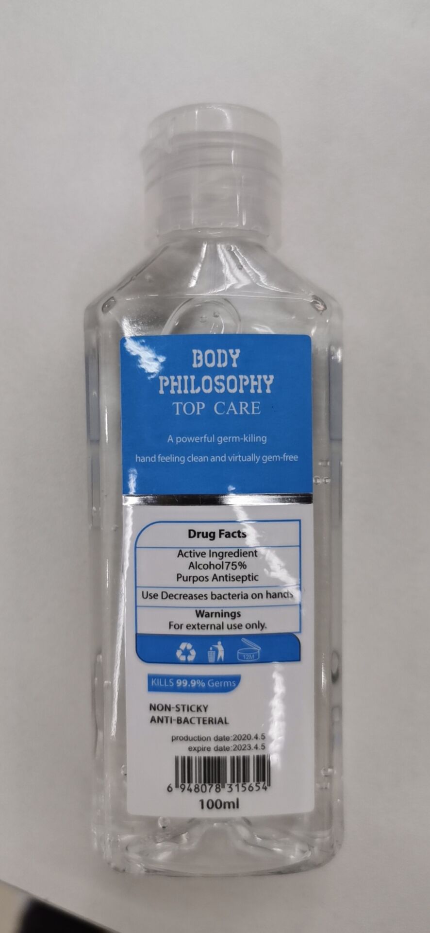 100ml alcohol disinfectant gel water free hand sanitizer