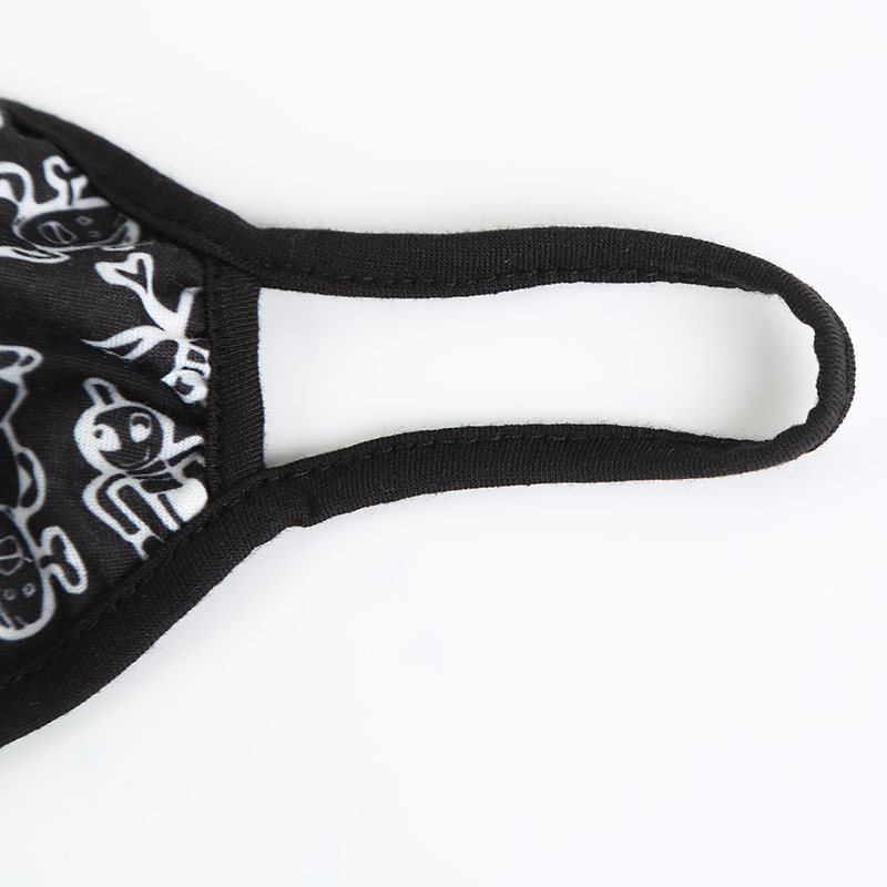 Cotton Adult Mask Printed Black Cartoon Dustproof Breathable Cotton Thin Respirator Spring and Summer Mask