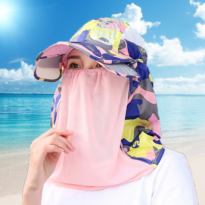 Summer cycling neck shields sun hat is suing sun visor hat retractable cap dust respirator cap sunscreen cap
