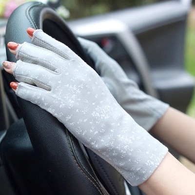 Gloves Half Finger Women&#039;s Short UV Protection Driving UltraThin Cycling Leakage Finger Pure Cotton Open Finger Riding
