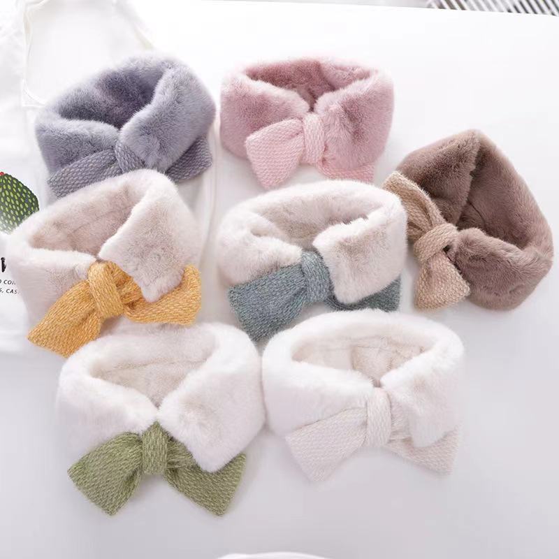 Baby Scarf Autumn and Winter Children&#039;s Korean-Style Plush Bandana Infant Windproof Boys and Girls Warm Gloves Scarf Set Bandana Clothing