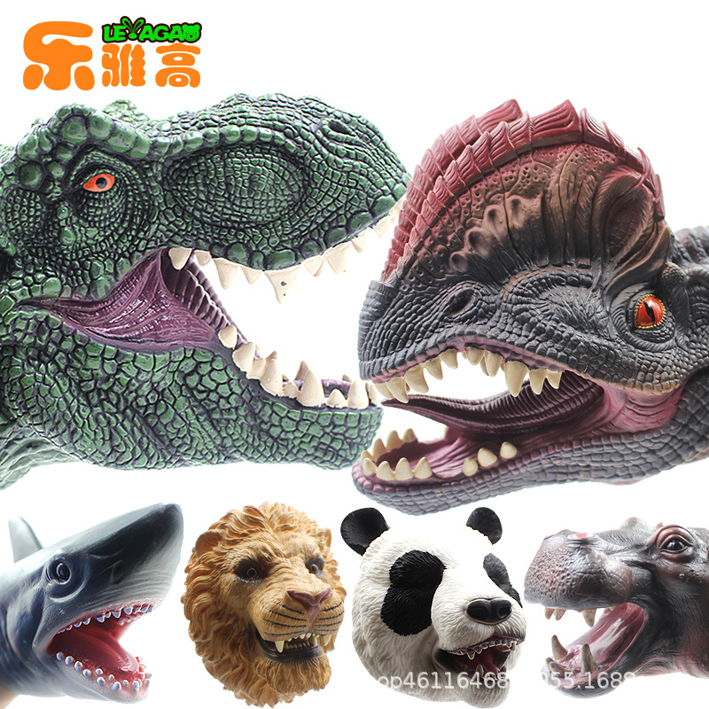 Dinosaur Hand Puppet Gloves Soft Rubber Toy Simulation Tyrannosaurus Rex Model Animal Boy and Girl Baby Interactive Dinosaur Toys