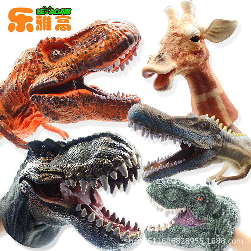 Dinosaur Hand Puppet Gloves Soft Rubber Toy Simulation Tyrannosaurus Rex Model Animal Boy and Girl Baby Interactive Dinosaur Toys