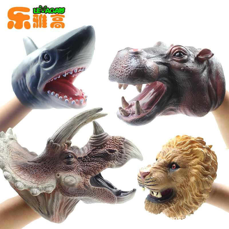 Dinosaur Hand Puppet Gloves Soft Rubber Toy Simulation Tyrannosaurus Rex Model Animal Boy and Girl Baby Interactive Dinosaur Toys