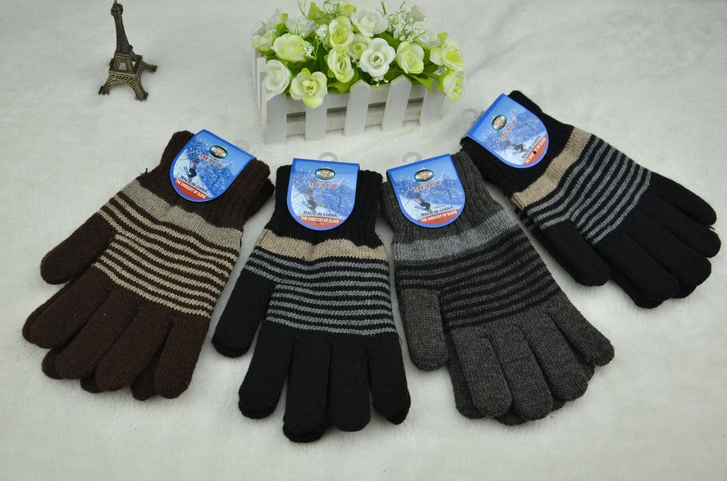 Men&#039;s striped gloves, warm gloves, men&#039;s gloves, wool gloves