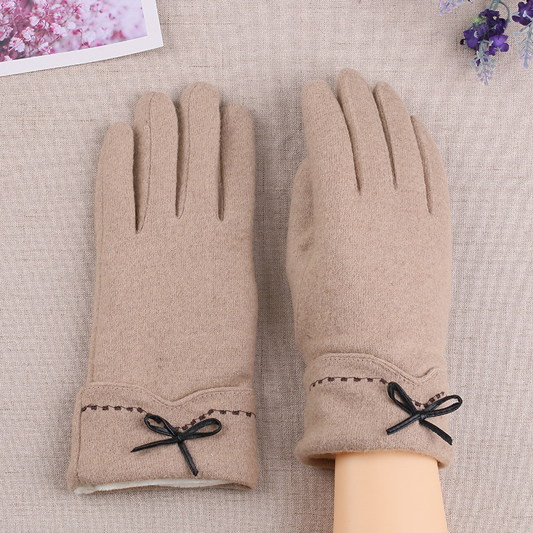 Women&#039;s Cashmere Gloves Autumn and Winter Cute Fleece Lined Padded Warm Keeping Driving Touch Screen Wool Gloves
