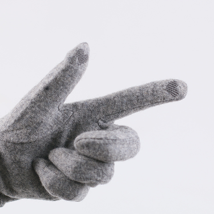 Women&#039;s Cashmere Gloves Autumn and Winter Cute Fleece Lined Padded Warm Keeping Driving Touch Screen Wool Gloves