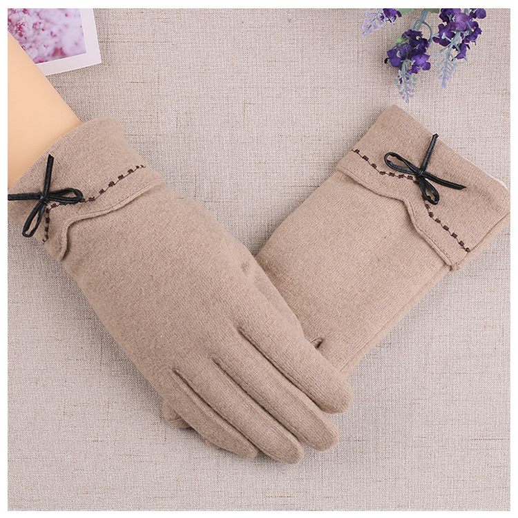 Women&#039;s Cashmere Gloves Autumn and Winter Cute Fleece Lined Padded Warm Keeping Driving Touch Screen Wool Gloves
