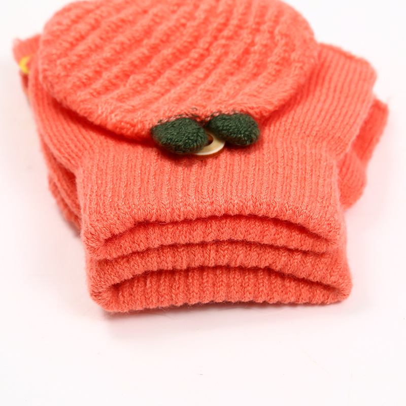 Half-Finger Gloves Children&#039;s Men and Women&#039;s Autumn and Winter New Neutral Cartoon 10-Pin Bean Sprouts Flip Gloves Wholesale