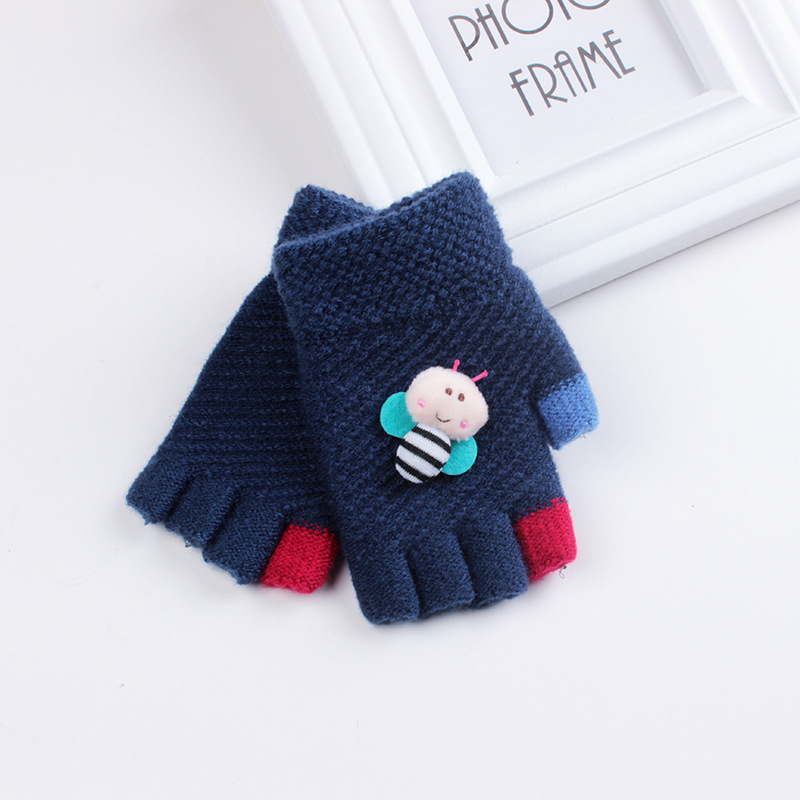 Winter children&#039;s Honeybee cute mittens new half-finger gloves wholesale manufacturers wholesale hot sale