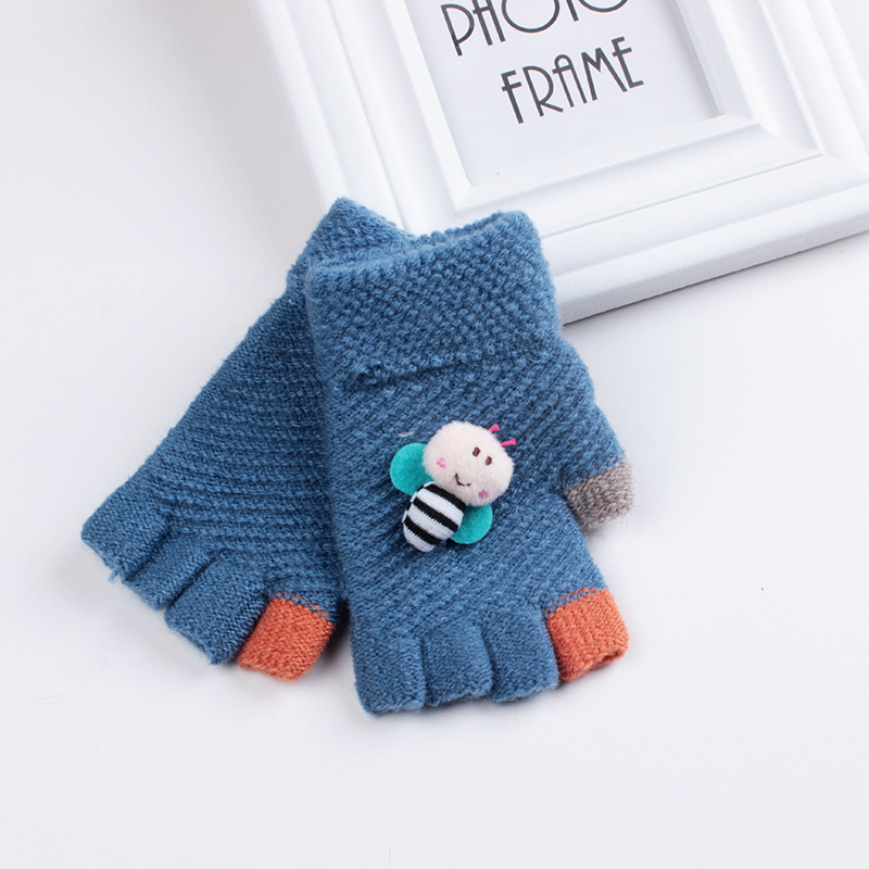 Winter children&#039;s Honeybee cute mittens new half-finger gloves wholesale manufacturers wholesale hot sale