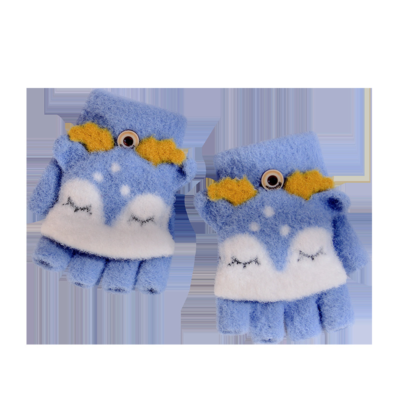 Children&#039;s Half-Finger Gloves Finger-Free Knitted Half Length Finger-Missing Flap Children&#039;s Warm Finger-Exposed Woolen Foreign Trade Gloves Wholesale
