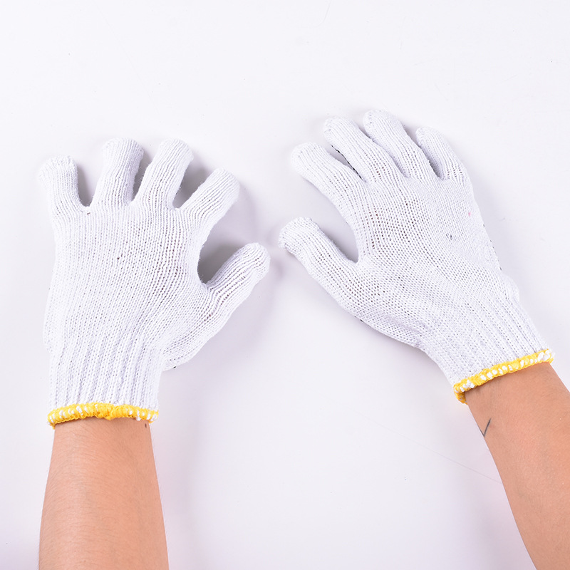 Labor protection gloves bleach cotton cotton point plastic gloves 600g point glue point bead non-slip Labor protection gloves manufacturers direct sales
