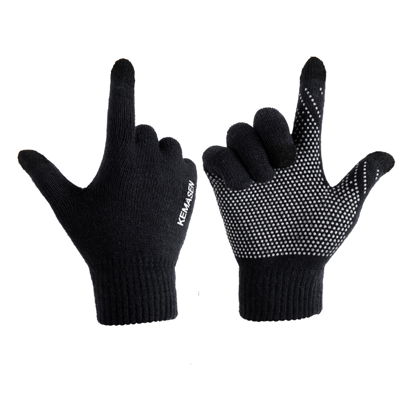 Factory Autumn and Winter Half Finger Full Finger Mobile Phone Touch Touch Screen Gloves Men and Women Non-Slip Jacquard Thickened Thermal Knitting Gloves
