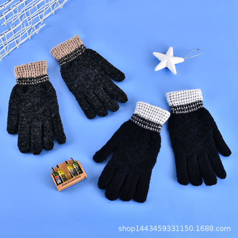 Factory in Stock Winter Gloves Men&#039;s Cold-Proof Warm Gloves Knitted Knitting Wool Gloves Outdoor Gloves Source Wholesale
