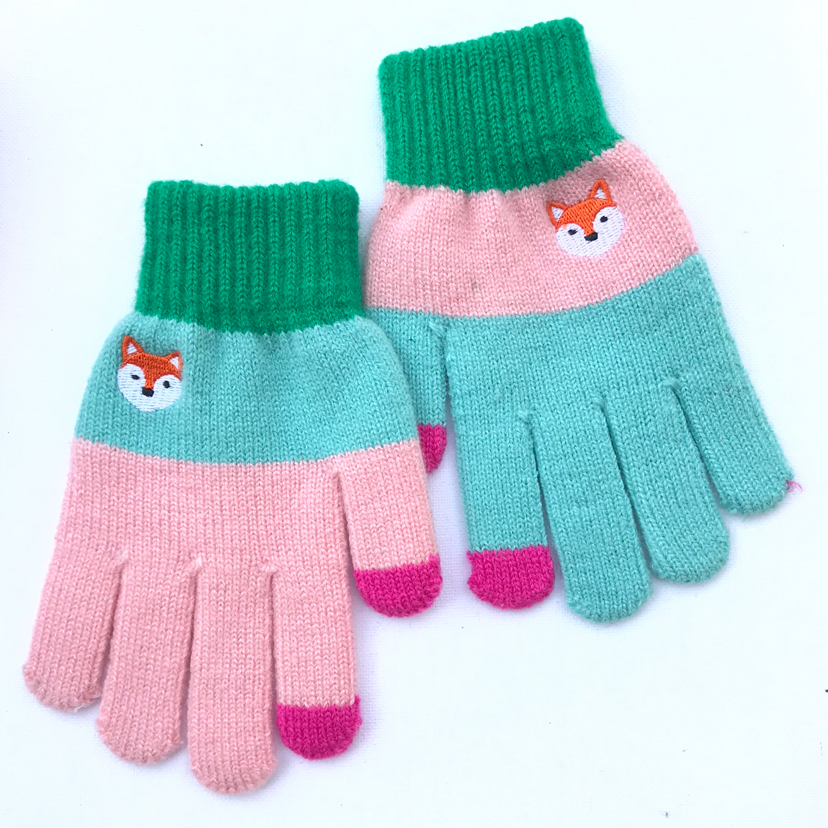 Winter about 10 years old girl impractical custom class touch screen knitting gloves