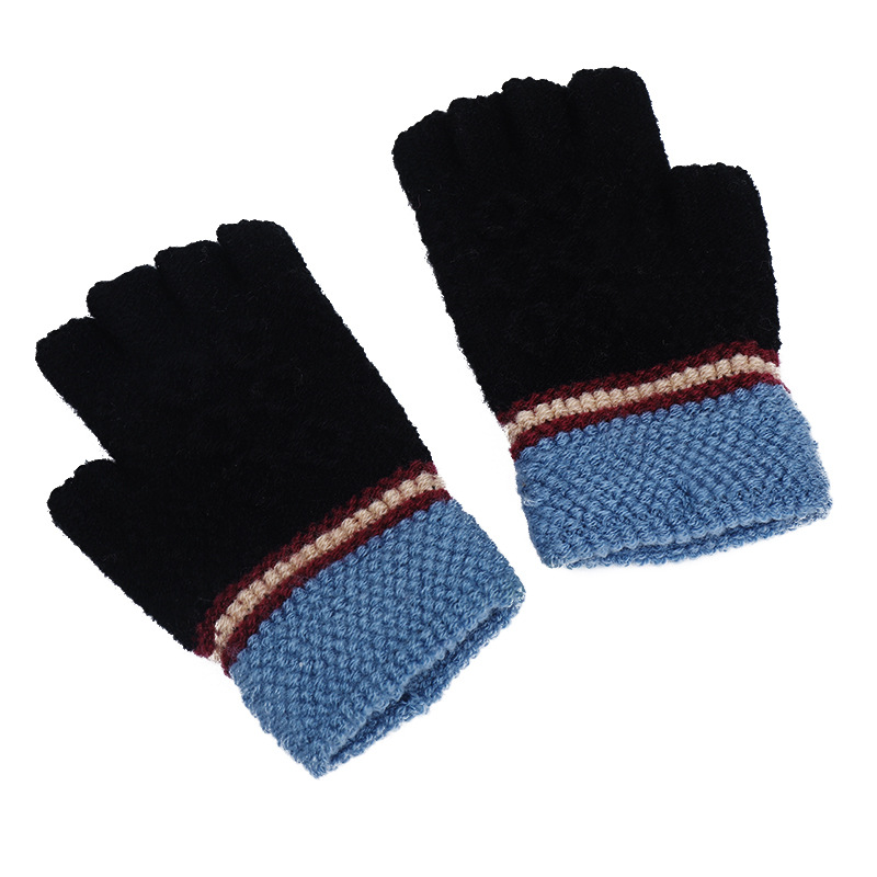 New Thickened Korean Style Men&#039;s Gloves Warm Half Finger Knitted Student Gloves Fashion Simple Cycling Knitting Wool Gloves