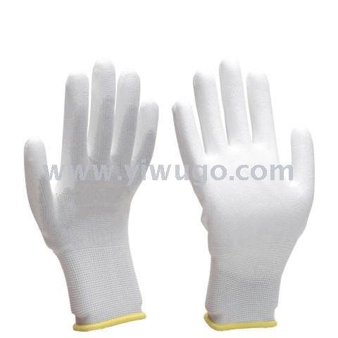 White Yarn and White PU gloves with wear resistance, oil resistance, slip resistance, labor protection, mechanical processing site handling