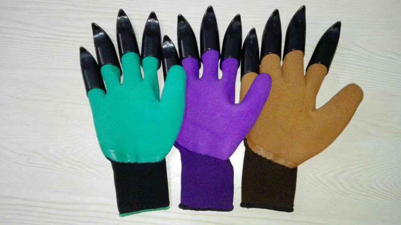 \&#034;New PU gloves garden work gloves with 8 plastic gloves in a variety of colors.