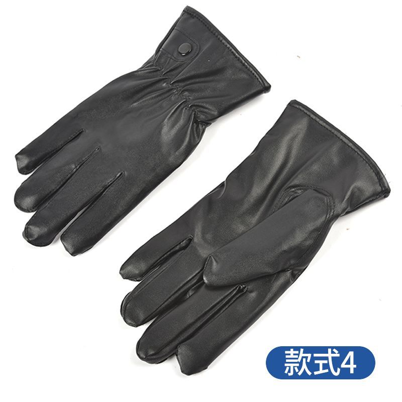 Men&#039;s and Women&#039;s Leather Gloves Outdoor Riding Warm with Velvet Leather Touch Screen Gloves Autumn and Winter Stall Pu Gloves Wholesale