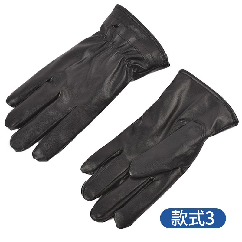 Men&#039;s and Women&#039;s Leather Gloves Outdoor Riding Warm with Velvet Leather Touch Screen Gloves Autumn and Winter Stall Pu Gloves Wholesale