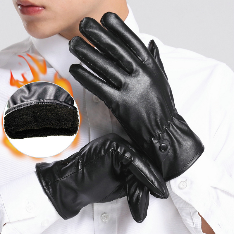  Winter Warm Waterproof Touch Screen Pu Gloves Female Riding Motorcycle Gift Stall Wholesale Leather Gloves