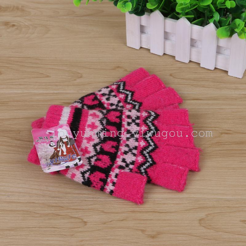 Ms. jacquard glove fur gloves