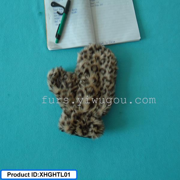 Leopard print gloves fur gloves winter mittens gloves plush fur gloves