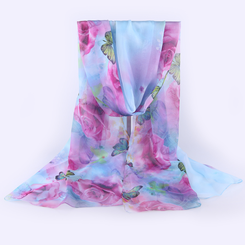 Super large overlength scarf Printing beach scarf Chiffon sunscreen shawl dual-purpose