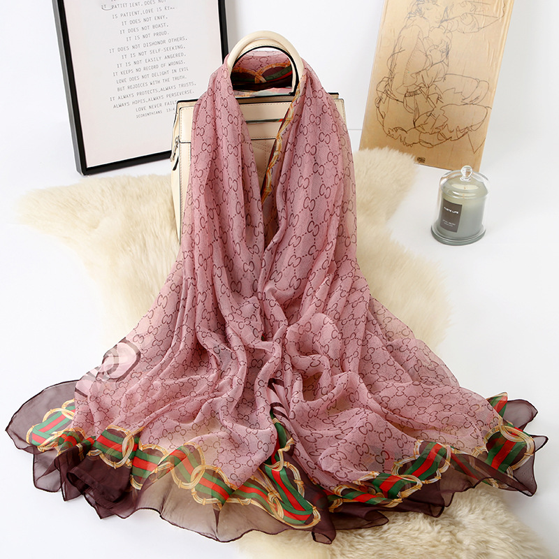 Spring and Summer New Yousoft Yarn Sunscreen Shawl European and American Classic Artificial Silk Long Scarf Fashion All-Matching Scarf Wholesale