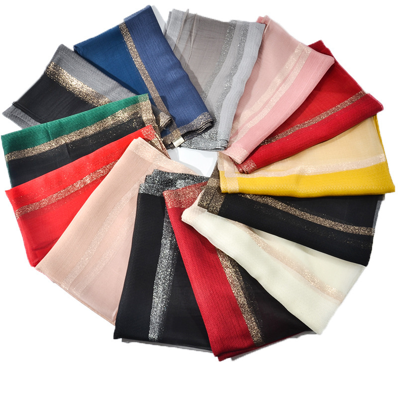 Foreign Trade New Pure Color Silk Scarf Women&#039;s Long Scarf Gold Silk Scarf Summer Sunscreen Shawl