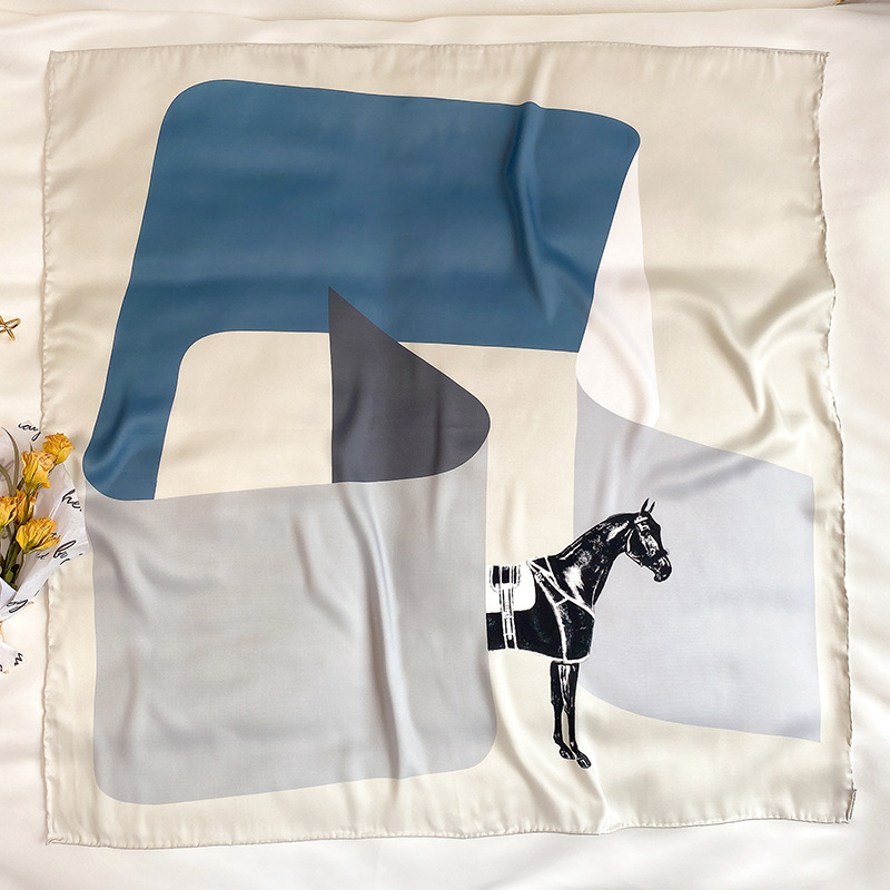 Early autumn new literature and art matching color twill 90 square scarf female fashion horse design silk scarf sunscreen shawl scarf