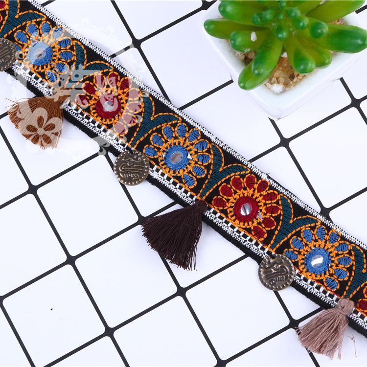 Products in Stock New Ethnic Beaded Ribbon Tassel DIY Clothing Scarf Luggage Home Textile Accessories Factory Direct Sales