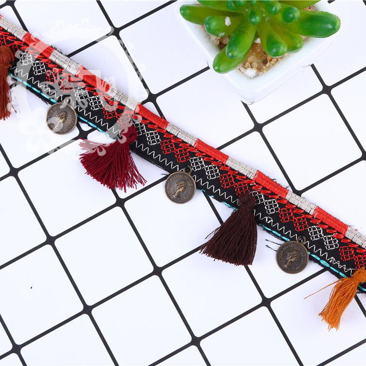 Products in Stock New Ethnic Beaded Ribbon Tassel DIY Clothing Scarf Luggage Home Textile Accessories Factory Direct Sales