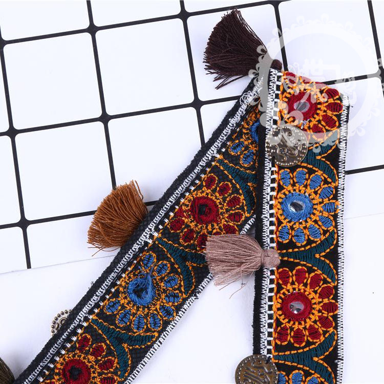 Products in Stock New Ethnic Beaded Ribbon Tassel DIY Clothing Scarf Luggage Home Textile Accessories Factory Direct Sales