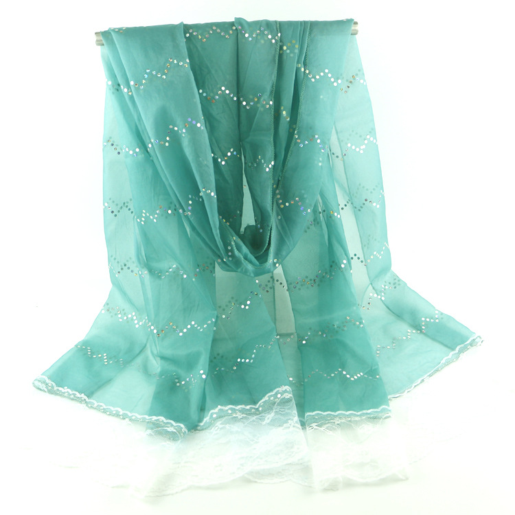 Sequin Hot Plastic Artificial Silk Ethnic Scarf Lace Silk Scarf Polka Dot Shawl Beach Scarf