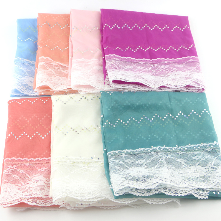 Sequin Hot Plastic Artificial Silk Ethnic Scarf Lace Silk Scarf Polka Dot Shawl Beach Scarf