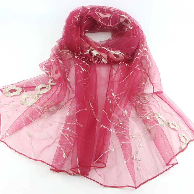 Yiwu Ethnic Style Scarf Wholesale Muslim Embroidered Scarf for Hui People Veil Bridal Wedding Shawl Translucent