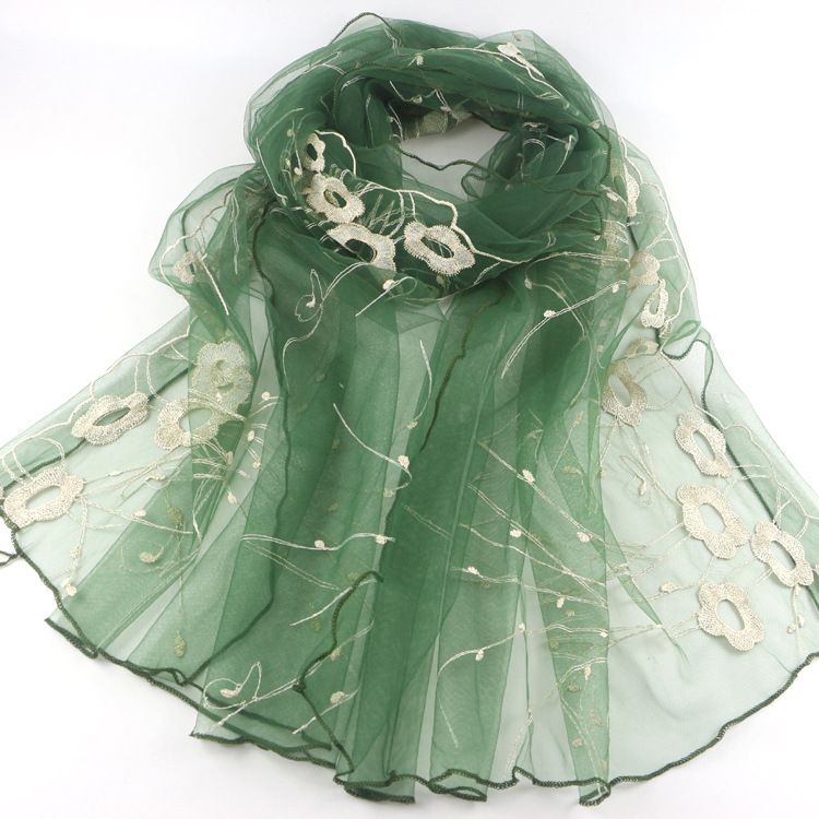 Yiwu Ethnic Style Scarf Wholesale Muslim Embroidered Scarf for Hui People Veil Bridal Wedding Shawl Translucent