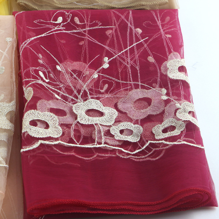 Yiwu Ethnic Style Scarf Wholesale Muslim Embroidered Scarf for Hui People Veil Bridal Wedding Shawl Translucent