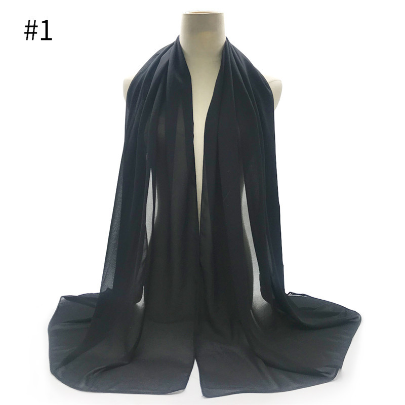 Cross-Border International Station Ethnic Women&#039;s Monochrome Chiffon Bubble Scarf Pearl Chiffon Baotou Scarf Shawl One Piece Dropshipping