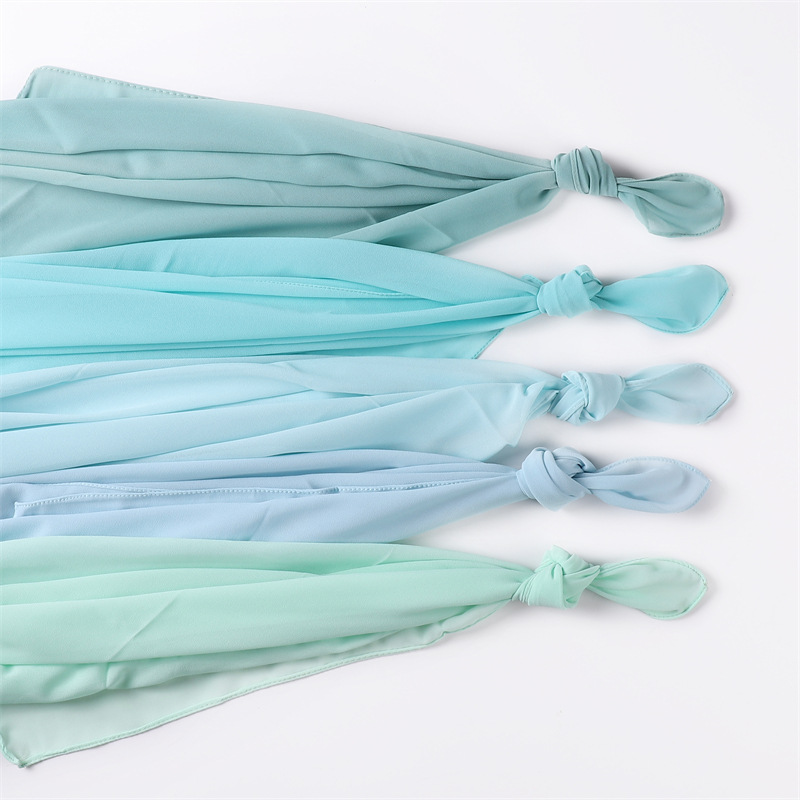 Cross-Border International Station Ethnic Women&#039;s Monochrome Chiffon Bubble Scarf Pearl Chiffon Baotou Scarf Shawl One Piece Dropshipping